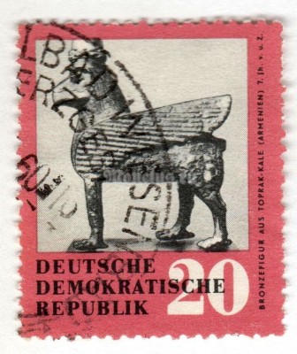 марка ГДР 20 пфенниг "Bronze figure from Toprak-Kale" 1959 год Гашение