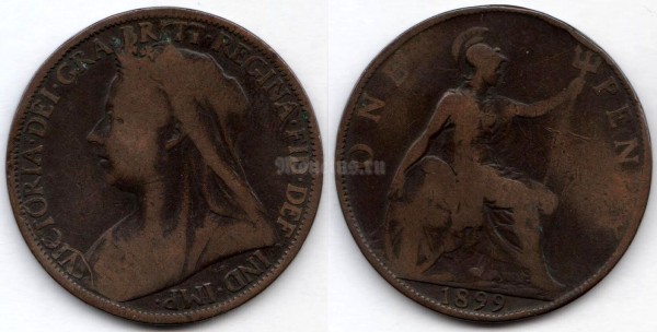 монета Великобритания 1 пенни 1899 год