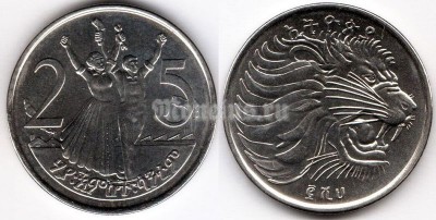 монета Эфиопия 25 сантимов 2008 год