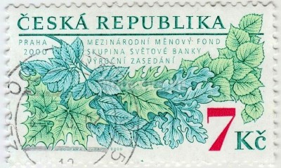 марка Чехия 7 крон "Annual meeting of the International monetary fund IMF" 2000 год гашение