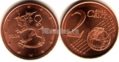монета Финляндия 2 евро цента 2004 год