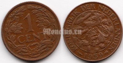 монета Суринам (Нидерланды) 1 цент 1959 год
