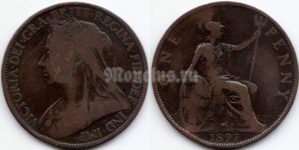 монета Великобритания 1 пенни 1897 год