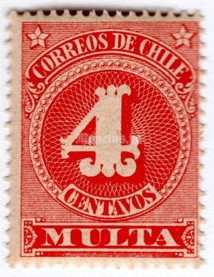 марка Чили 4 центаво "Postage Due - Numbers" 1898 год