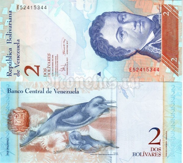 банкнота Венесуэла 2 боливара 2008 год