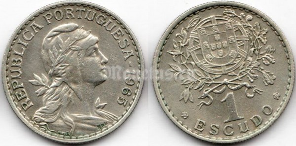 монета Португалия 1 эскудо 1965 год