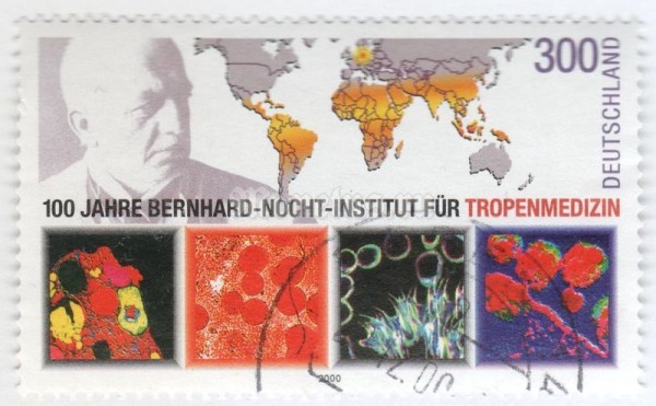 марка ФРГ 300 пфенниг "Bernhard-Nocht-Institute" 2000 год Гашение