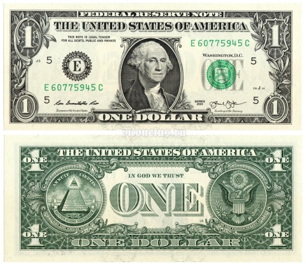 банкнота США 1 доллар 2013 год Е (Ричмонд)