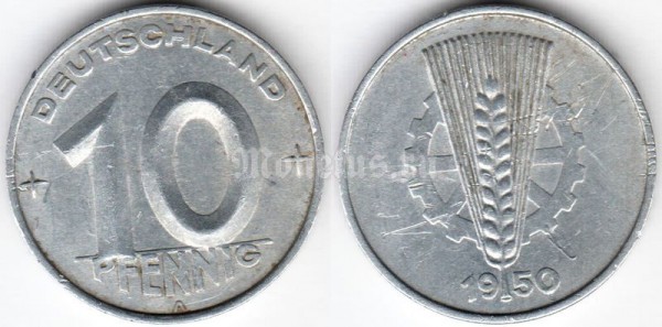 монета Германия 10 пфеннигов 1950 год А