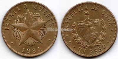 монета Куба 1 песо 1984 год