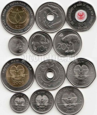 Папуа Новая Гвинея набор из 6-ти монет 2008-2010 год