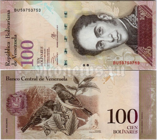 Банкнота Венесуэла 100 боливаров 2013 год