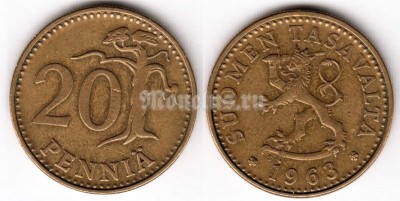 монета Финляндия 20 пенни 1963 год