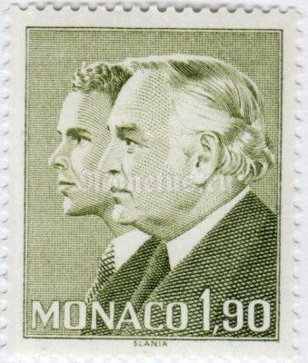 марка Монако 1,90 франка "Prince Rainier III and Prince Albert" 1986 год