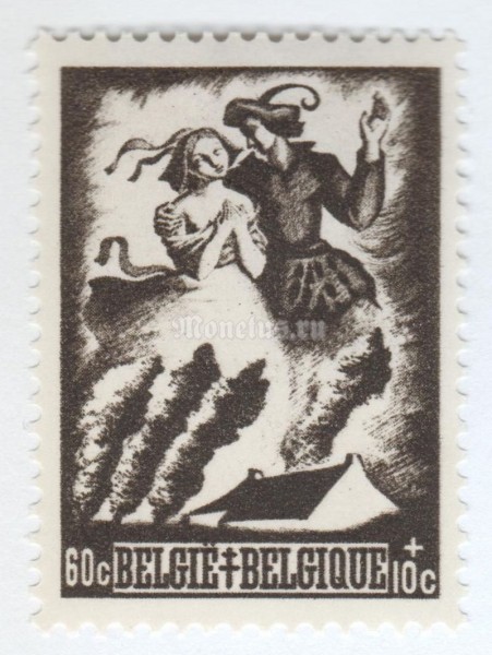 марка Бельгия 60+10 сентим "Till Eulenspiegel" 1944 год