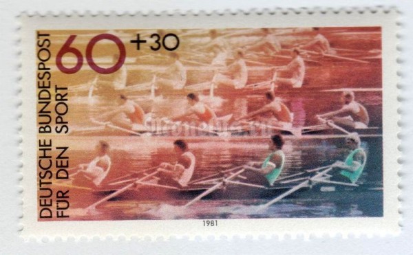 марка ФРГ 60+30 пфенниг "Rowing" 1981 год