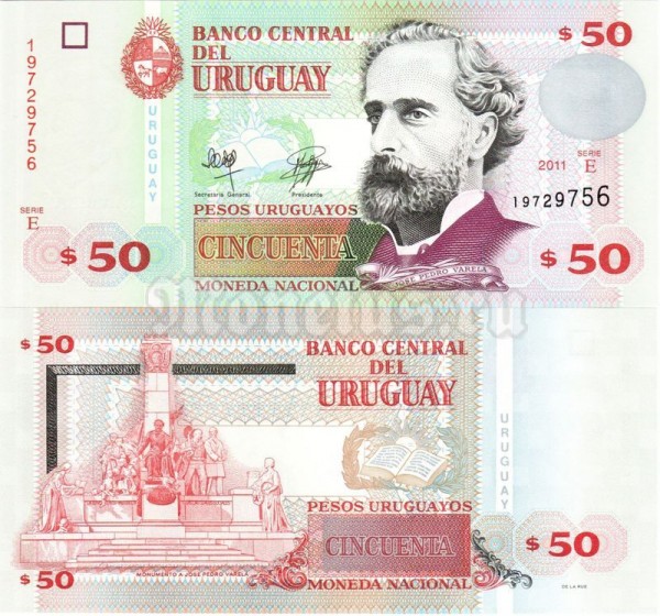 банкнота Уругвай 50 песо 2011 год - Хосе Педро Варела