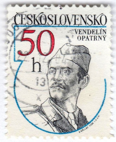 марка Чехословакия 50 геллер "Vendelin Opatrny (1908-1944)" 1984 год Гашение 