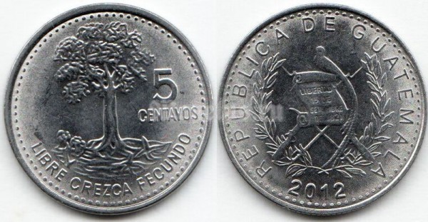 монета Гватемала 5 сентаво 2012 год