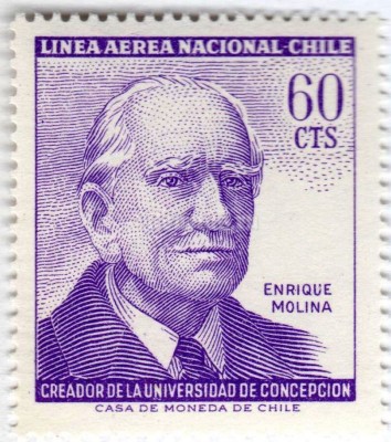 марка Чили 60 чентезимо "E. Molina Garmendia (1871-1964)" 1965 год