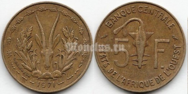 монета Западная Африка (BCEAO) 5 франков 1971 год