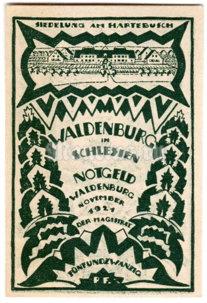 Нотгельд Германия 25 пфеннигов 1921 год Waldenburg in schlesien