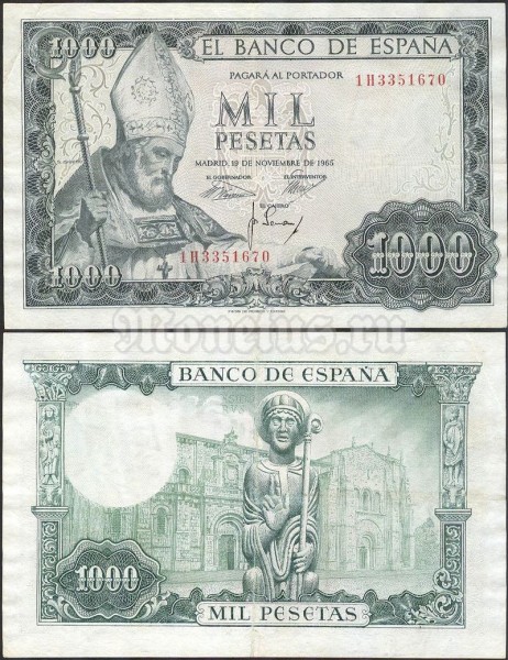 банкнота Испания 1000 песет 1965 год