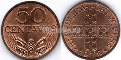 монета Португалия 50 сентаво 1978 год