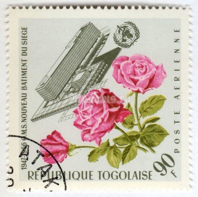 марка Тоголезия 90 франков "Rose" 1966 год Гашение