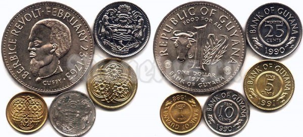 Гайана набор из 5-ти монет