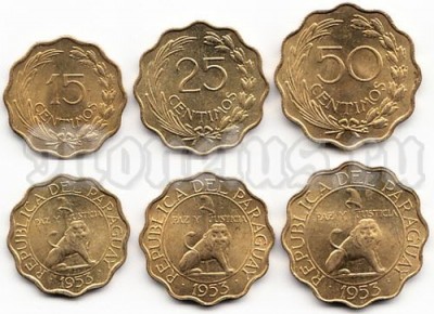 Парагвай набор из 3-х монет 1953 год
