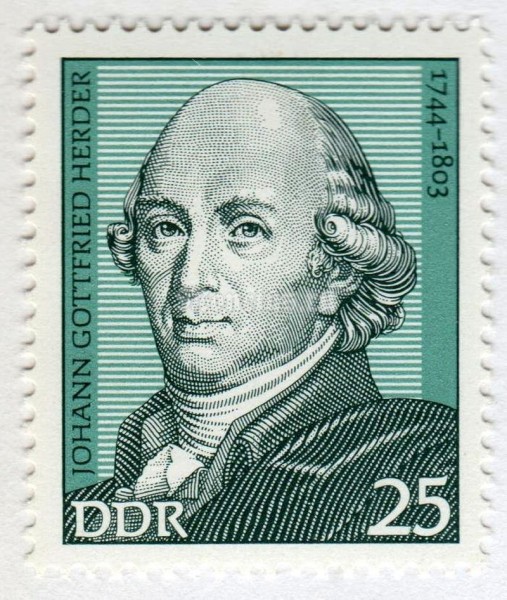 марка ГДР 25 пфенниг "Herder, Johann Gottfried" 1974 год