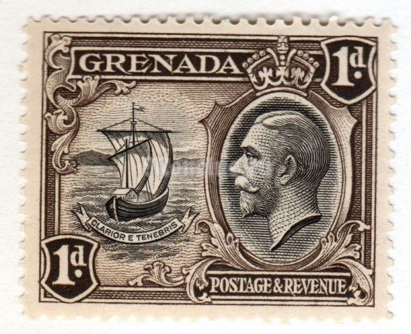 марка Гренада 1 пенни "Seal of the Colony" 1934-36 год