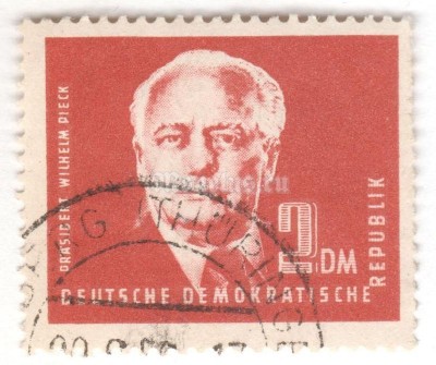 марка ГДР 2 марки "Wilhelm Pieck (1876-1960)" 1952 год Гашение