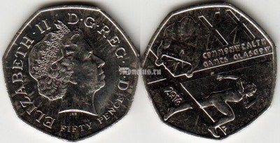 Монета Великобритания 50 пенсов 2014 год XX Игры Содружества 2014 в Глазго