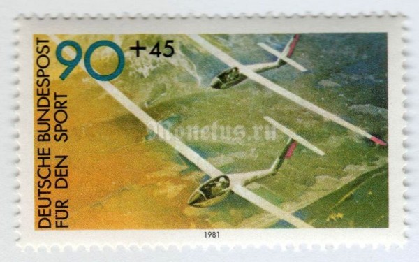 марка ФРГ 90+45 пфенниг "Gliding" 1981 год
