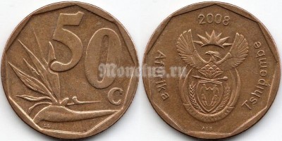 монета ЮАР 50 центов 2008 год
