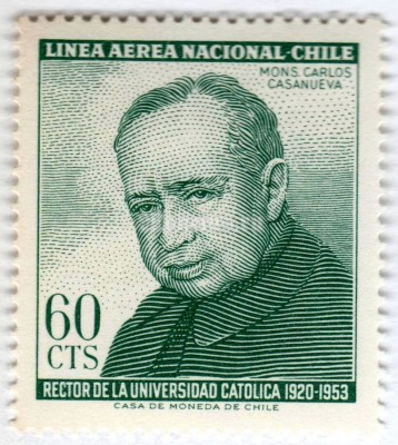 марка Чили 60 чентезимо "Monseñor Carlos Casanueva (1874-1957)" 1965 год