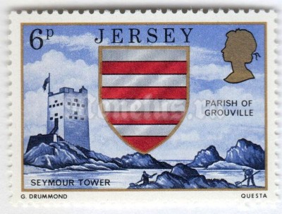марка Джерси 6 пенни "Seymour Tower - Parish of Grouville" 1976 год