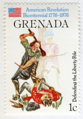 марка Гренада 1 цент "Defence of Liberty Pole" 1976 год