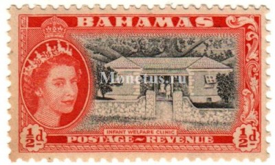 марка Багамские острова 1/2 пенни 1954 год