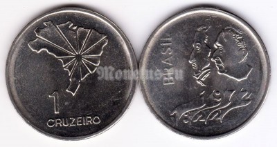 монета Бразилия 1 крузейро 1972 год " 150-летие независимости "