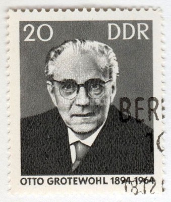 марка ГДР 20 пфенниг "Grotewohl, Otto" 1965 год Гашение