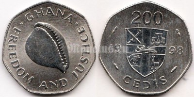 монета Гана 200 седи 1998 год