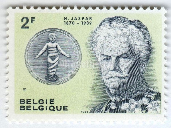 марка Бельгия 2 франка "Henri Jaspar" 1964 год