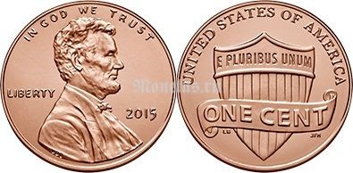монета США 1 цент 2009 - 2017 год