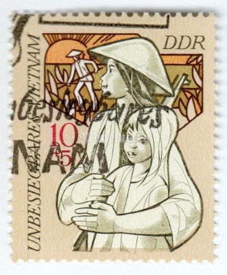 марка ГДР 10+5 пфенниг "Vietnamese" 1971 год Гашение