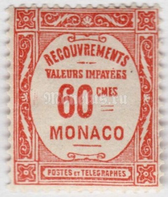 марка Монако 60 сентиме "Numeral" 1925 год