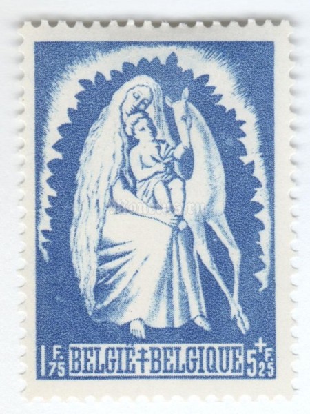 марка Бельгия 1,75+5,25 франка "Genevieve de Brabant" 1944 год