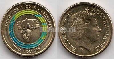 монета Австралия 2 доллара 2018 год XXI Игры содружества - Бороби